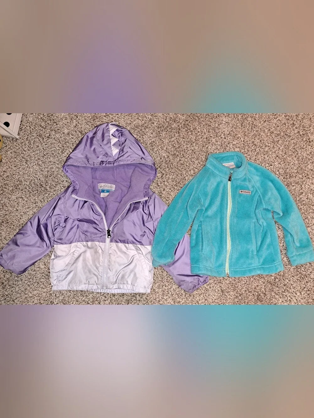 Columbia Girls' Purple Hooded Jacket And Blue Fleece